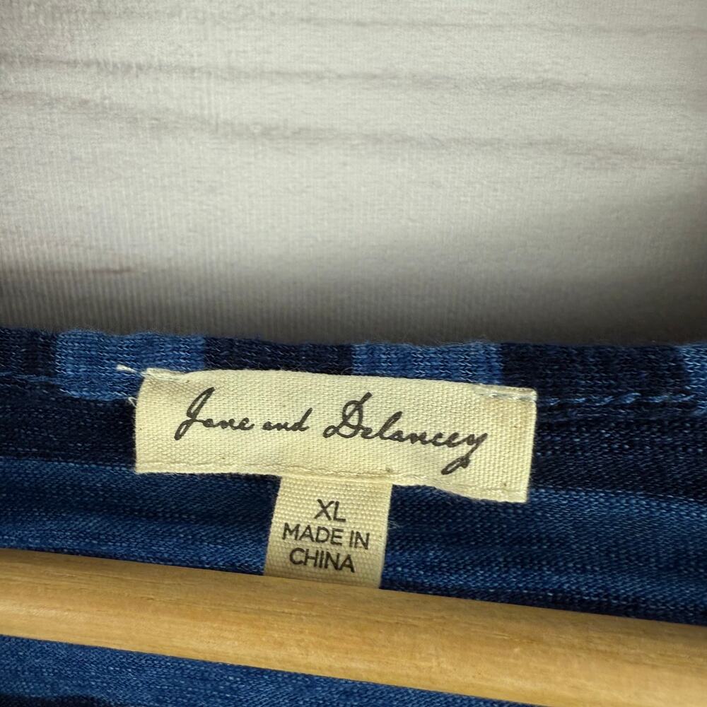 Jane and Delancey Navy and Medium Blue Striped Short Sleeve Tee - Picture 3 of 6